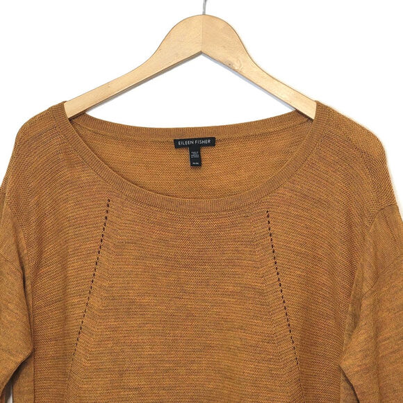 Eileen Fisher Royal Alpaca Wool Pointelle Knit Long Sleeve Sweater Size M - Picture 3 of 16